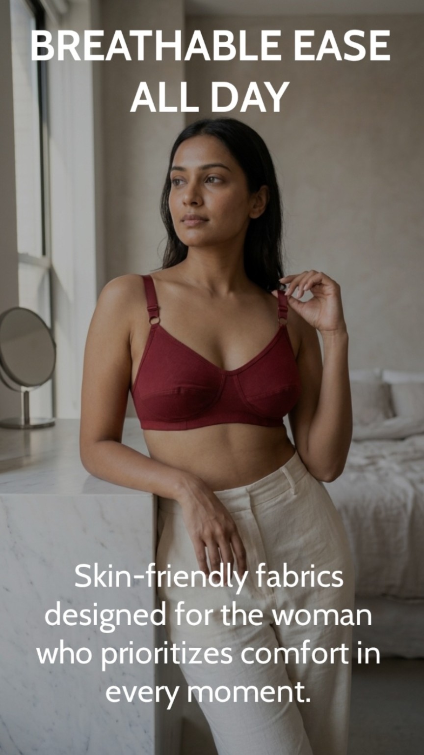 Maroon cotton bra, all day comfort